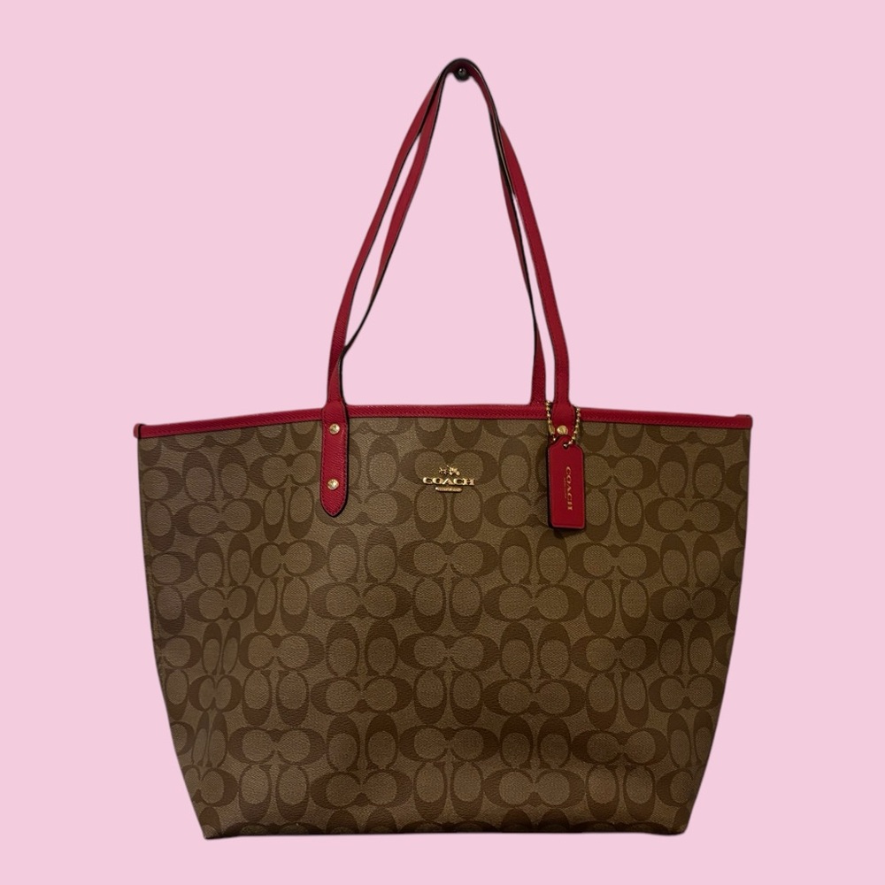 Coach - Reversible (double face) Tote Bag - Brown & Red